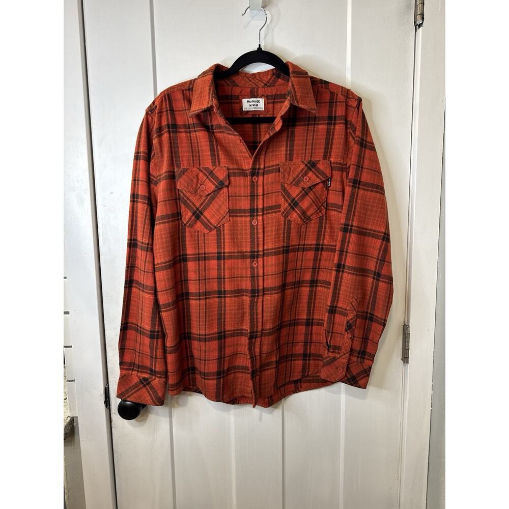 Hurley Plaid Flannel Button-Up Shirt Cotton/polyester Sz M F1.2
